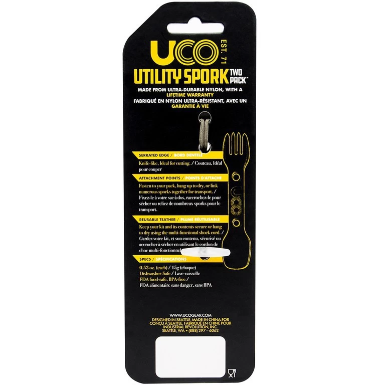 Pack 2 couverts UCO Utility Spork Pack 2 Couverts UCO Utility Spork -Survie en plein air uco utility spork 2